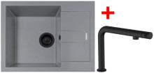 Sinks AMANDA 650 BL Nanogrey + COMFORTA Nanoblack 